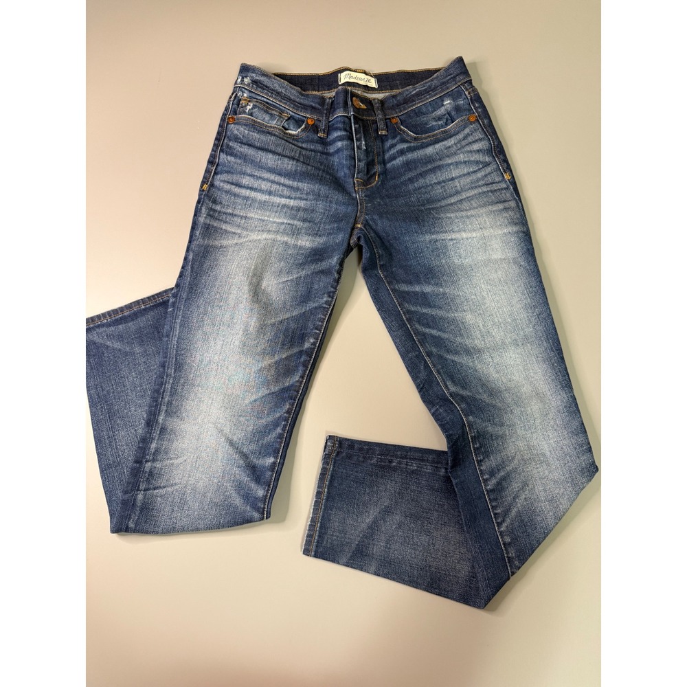 Madewell Skinny Skinny Jeans Womens 27 Medium Wash Denim Blue Whiskered Stretch